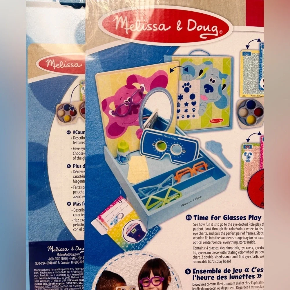 Melissa & Doug Blue’s Clues Time for Glasses Play Set Wooden 14pc NIB